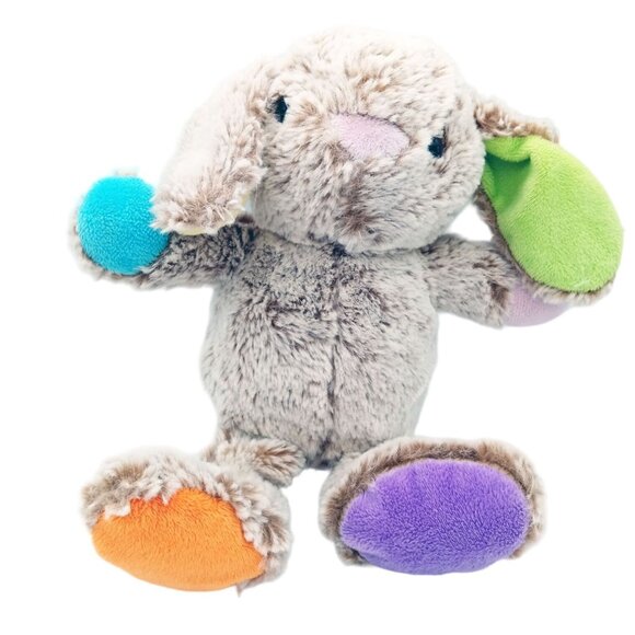 Bunny Plush Kellytoy Light Brown Stuffed Animal Colorful Paws Ears Easter 12 In - Picture 1 of 15